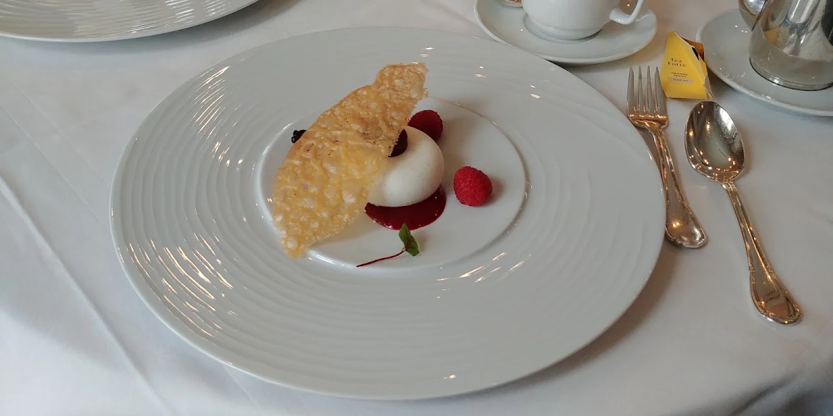 Exotic Fruit Salad Pavlova Pina Colada Sorbet Sesame Crisp