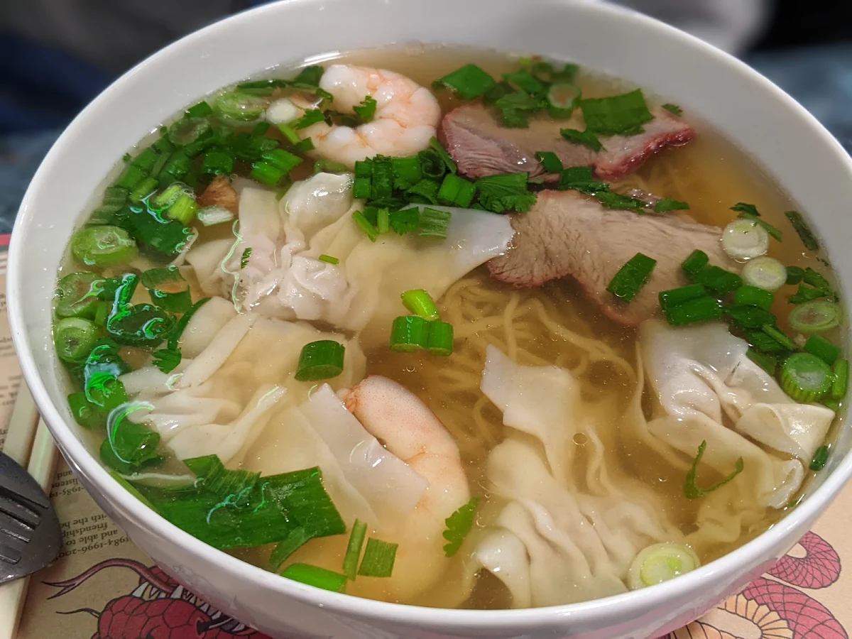 28. Deluxe BBQ Pork and Shrimp with Wonton Noodle Soup