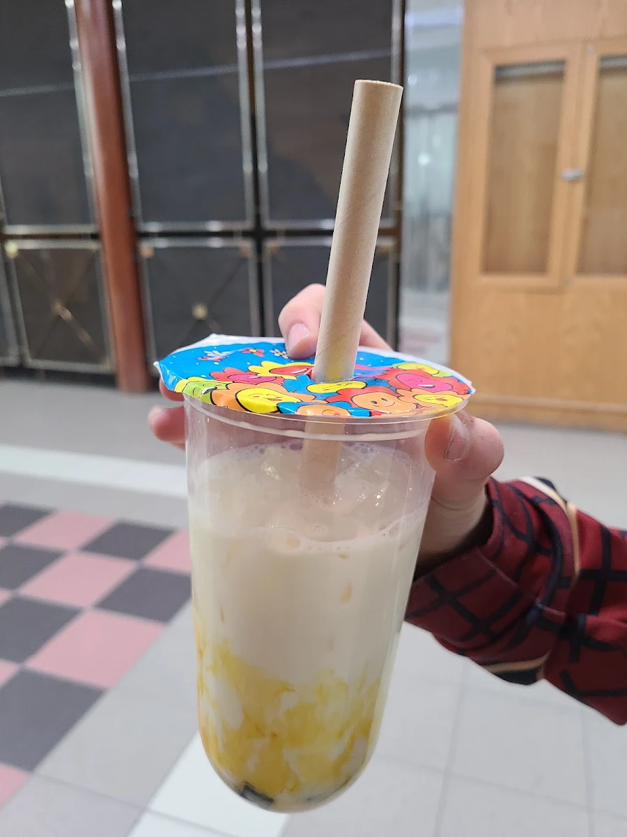Mango Fresh Milk with Boba Grass Jelly