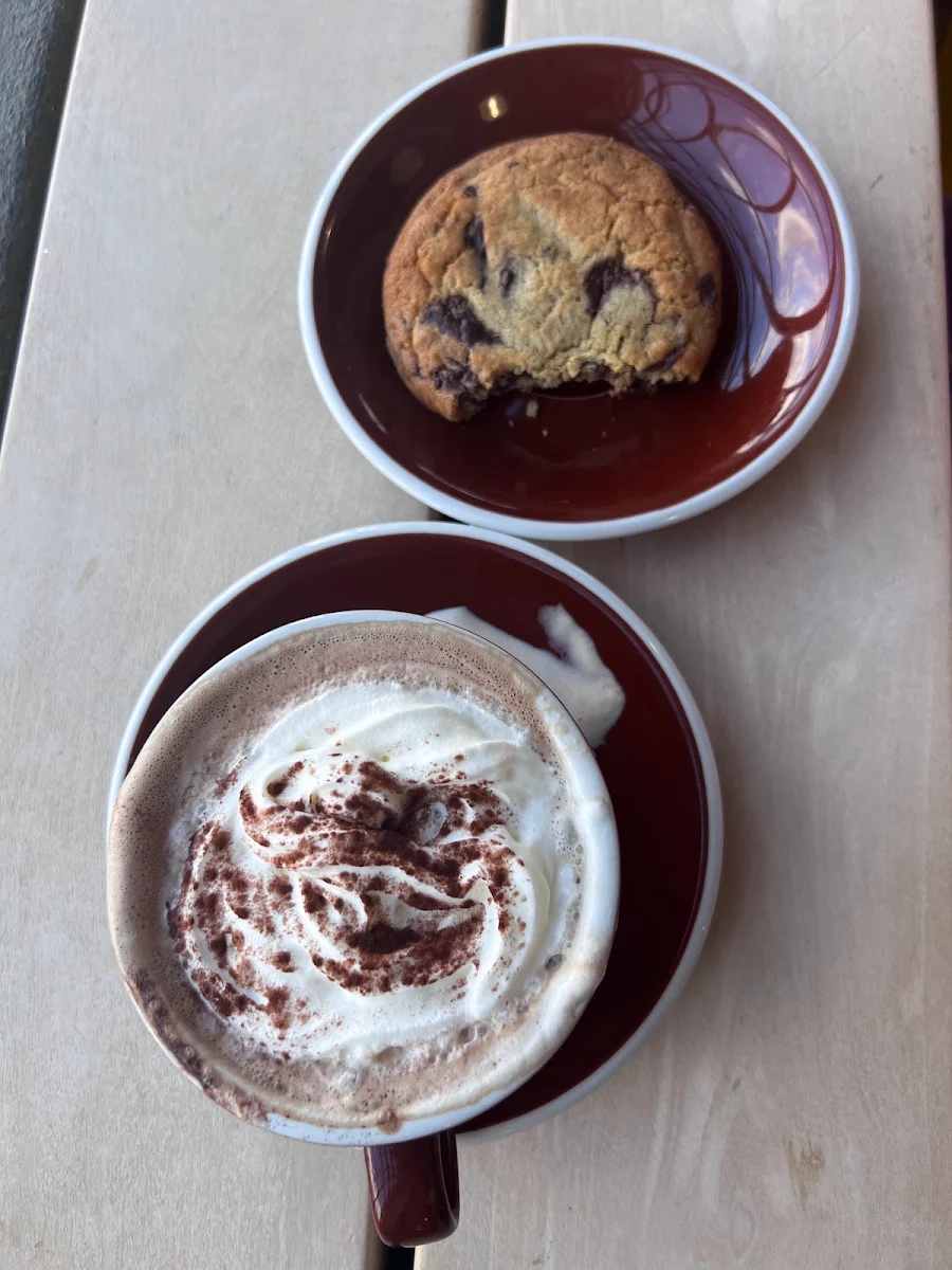 Kids Hot Chocolate and a Chocolate Chip Cookie