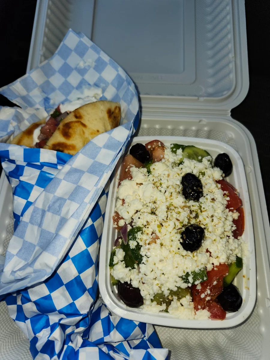 Pork Souvlaki with Greek Salad