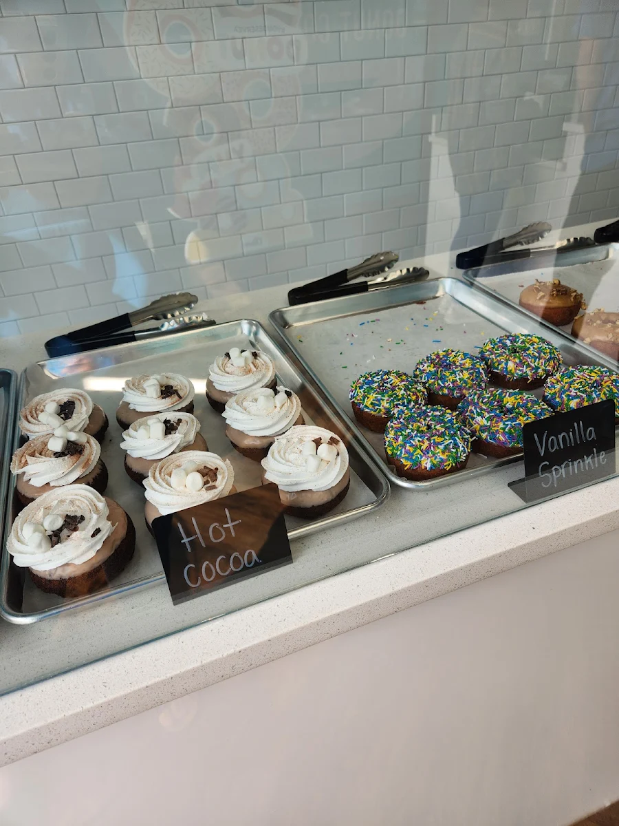 Hot Cocoa and Vanilla Sprinkle Cake Donuts