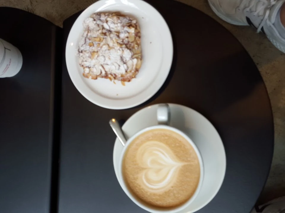 Almond Croissant and a Latte