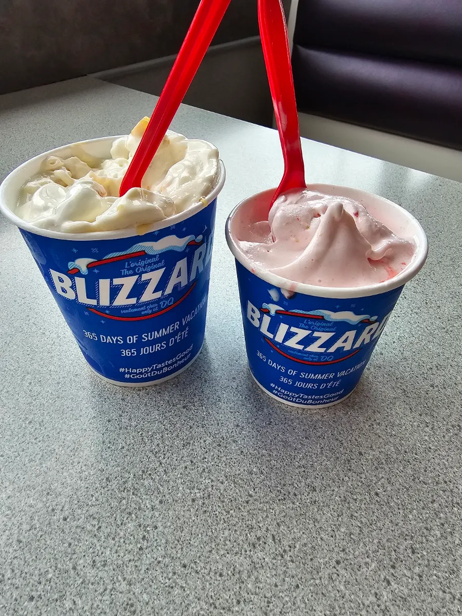 Peach Cobbler Blizzard and Strawberry Cheesecake Blizzard