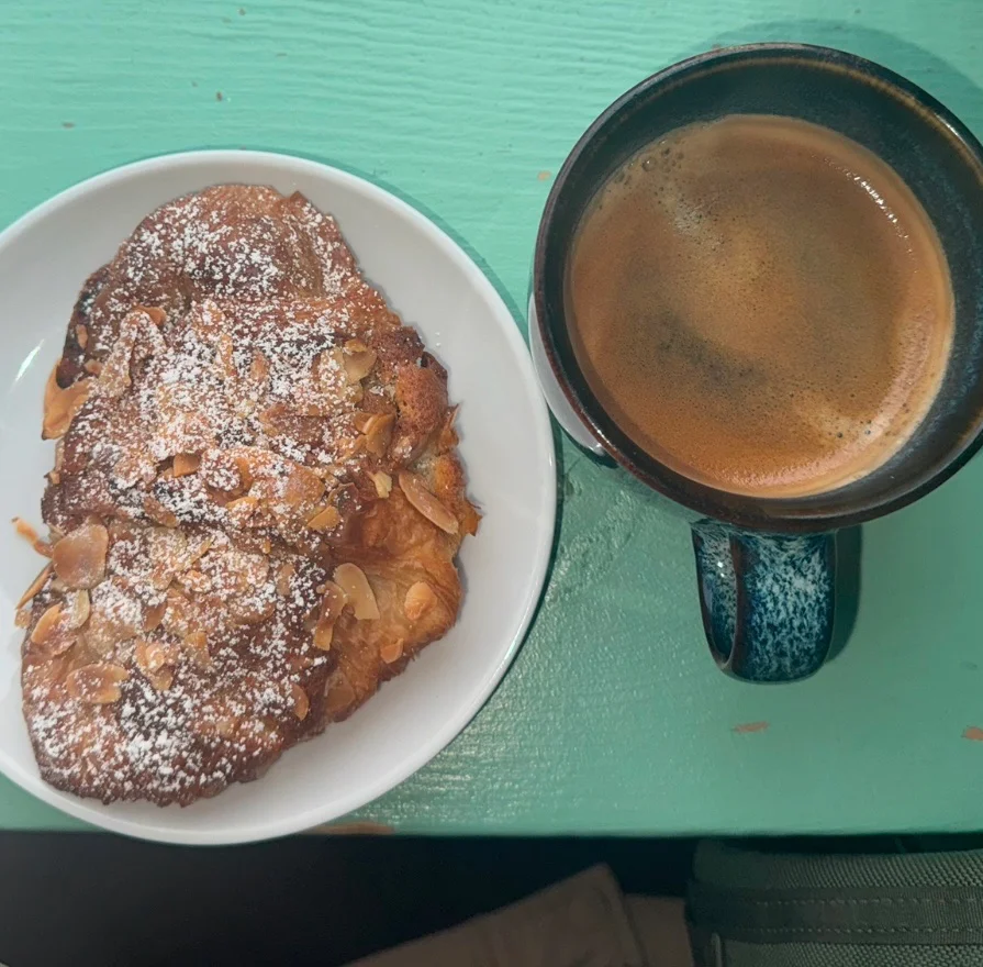 Almond Croissant and Coffee