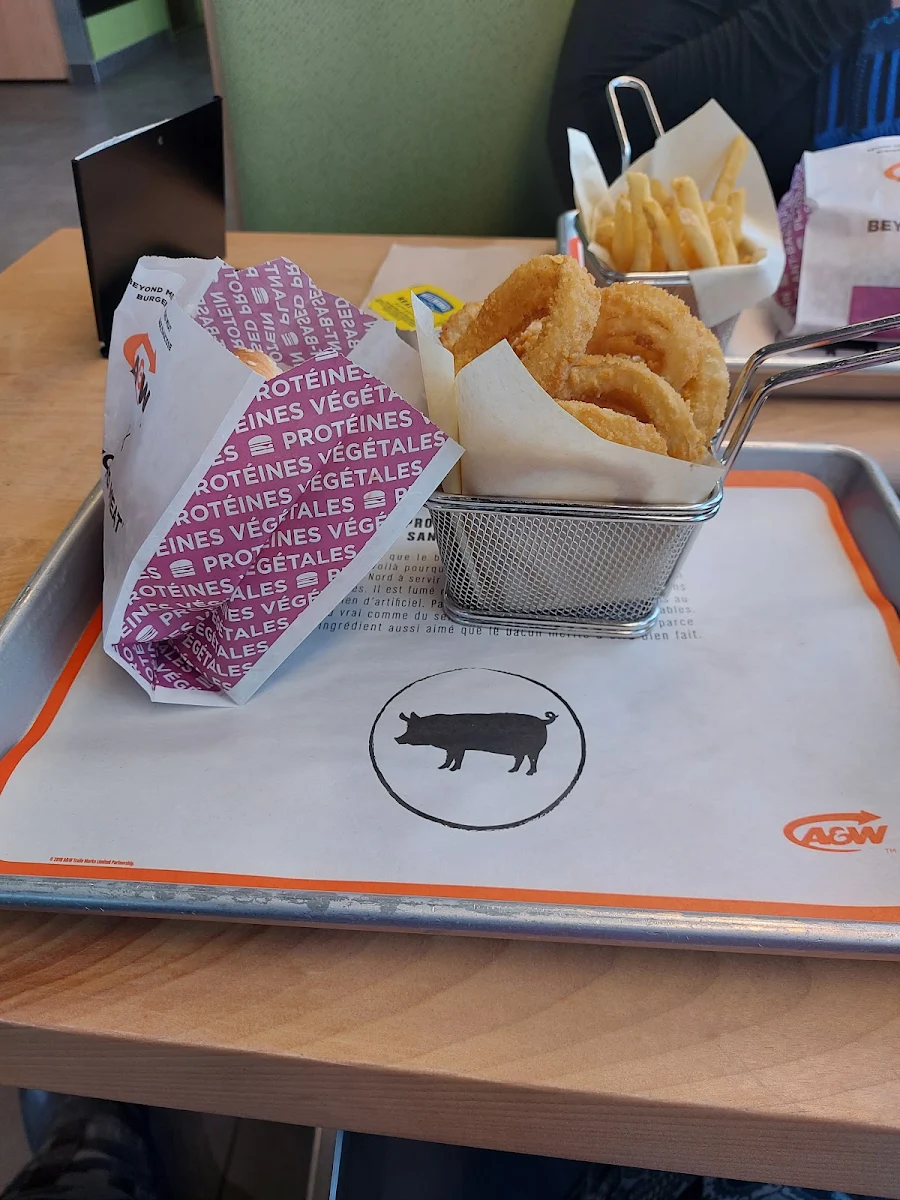 Burger and Onion Rings