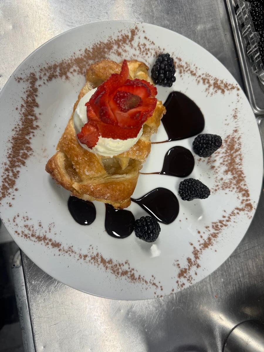 Apple Strudel Served with Vanilla Ice Cream