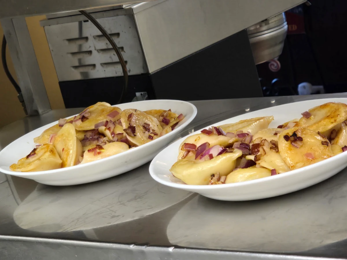Perogies and Sour Cream