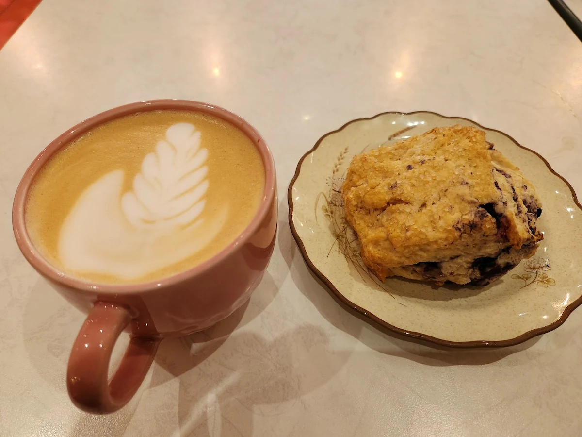Vanilla Latte and a Blueberry Scone