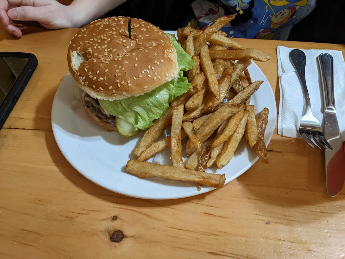 Mushroom Burger and Fries