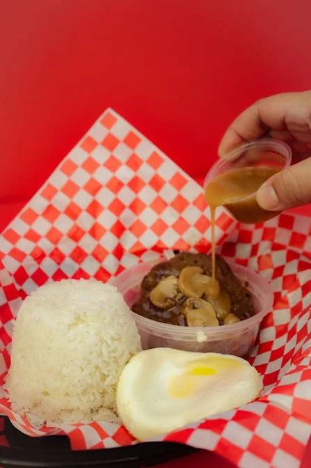 - 2 Piece Burger Steak Rice