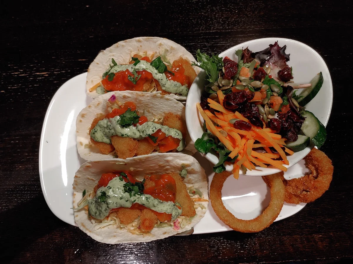 Shrimp Tacos with Onion Rings