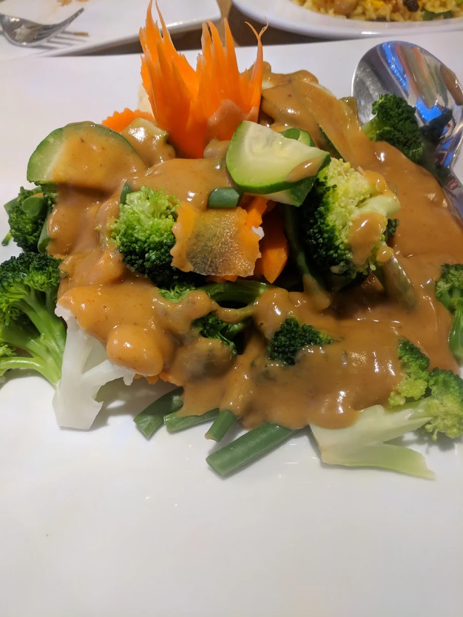 Seasonal Mixed Vegetables with Peanut Sauce