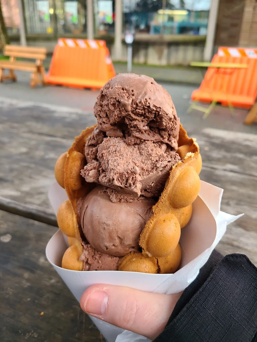 Bubble Waffle with Chocolate Ice Cream