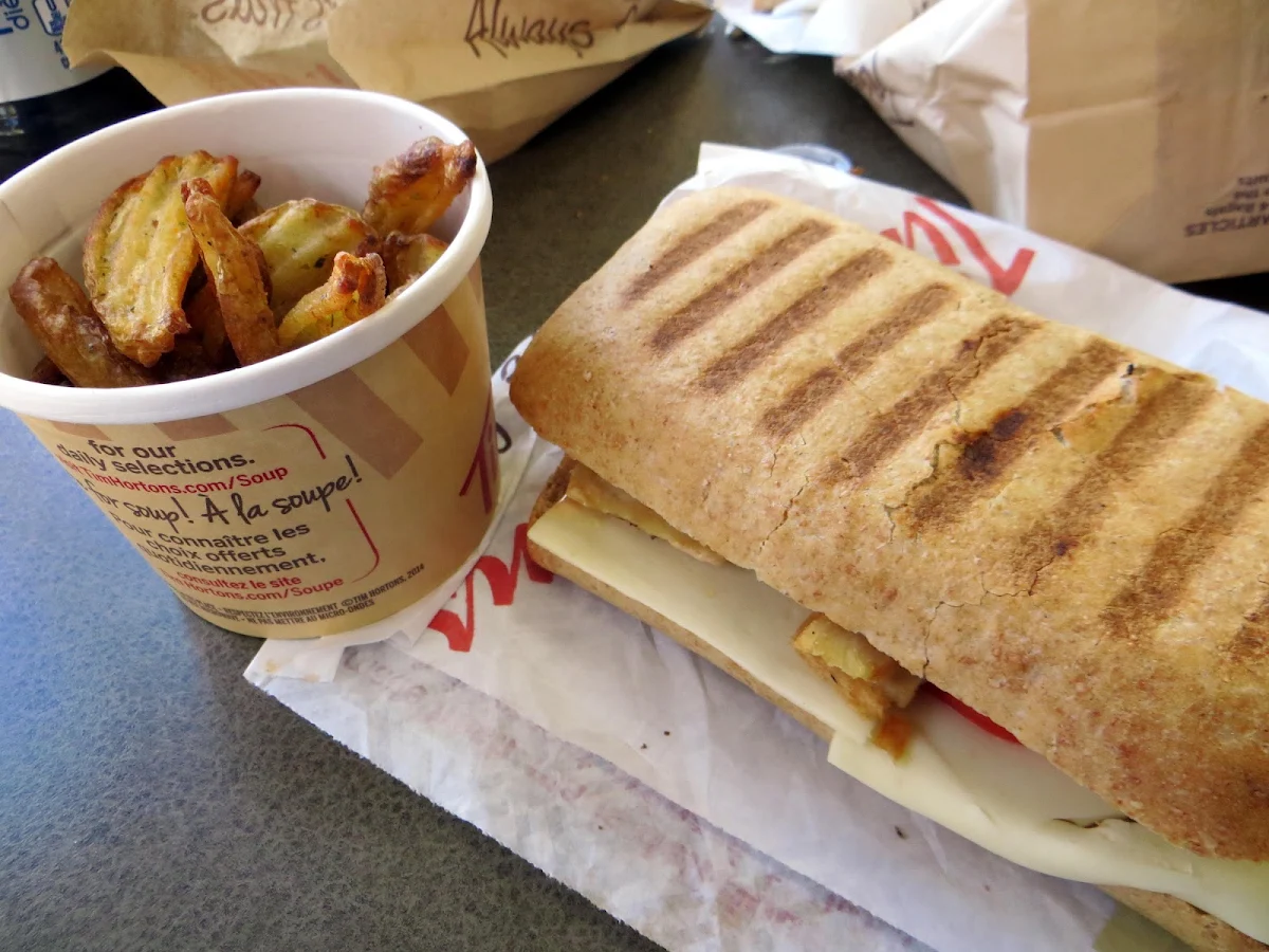 Chicken Sandwich and Fries with Cheese