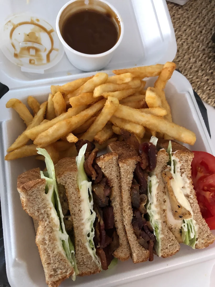 Chicken Club with French Fries and Gravy