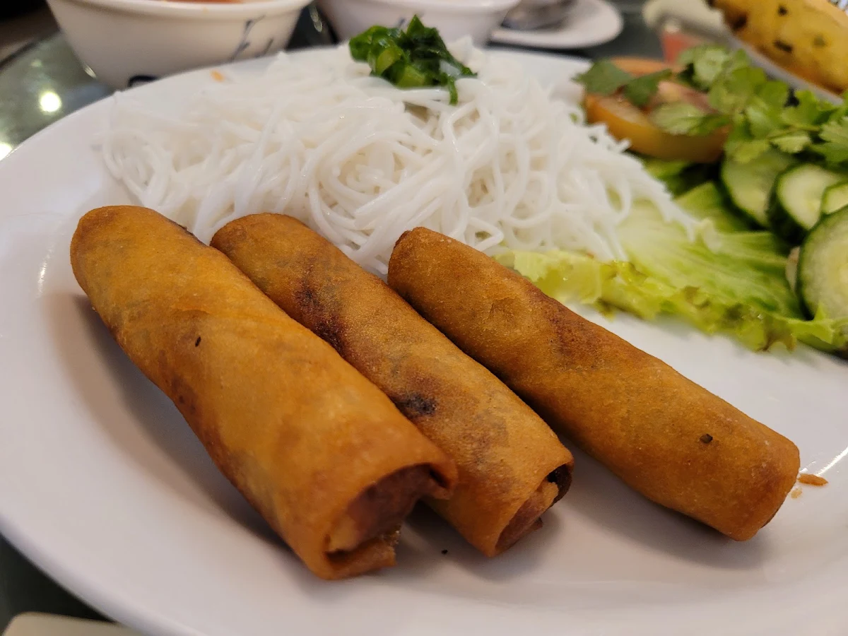 Vietnamese Rice Vermicelli with Spring Rolls