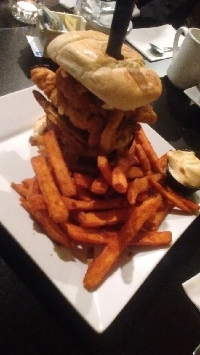 Fat Cat Burger with Sweet Potato Fries