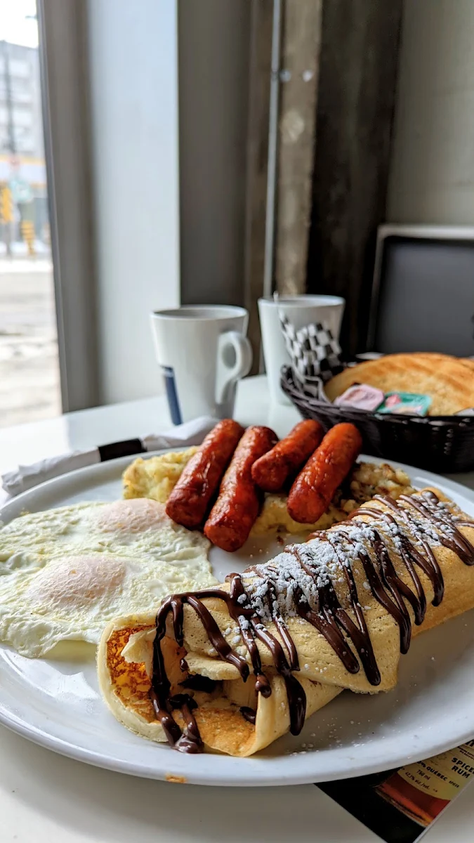 Egg and Sausages Pancakes