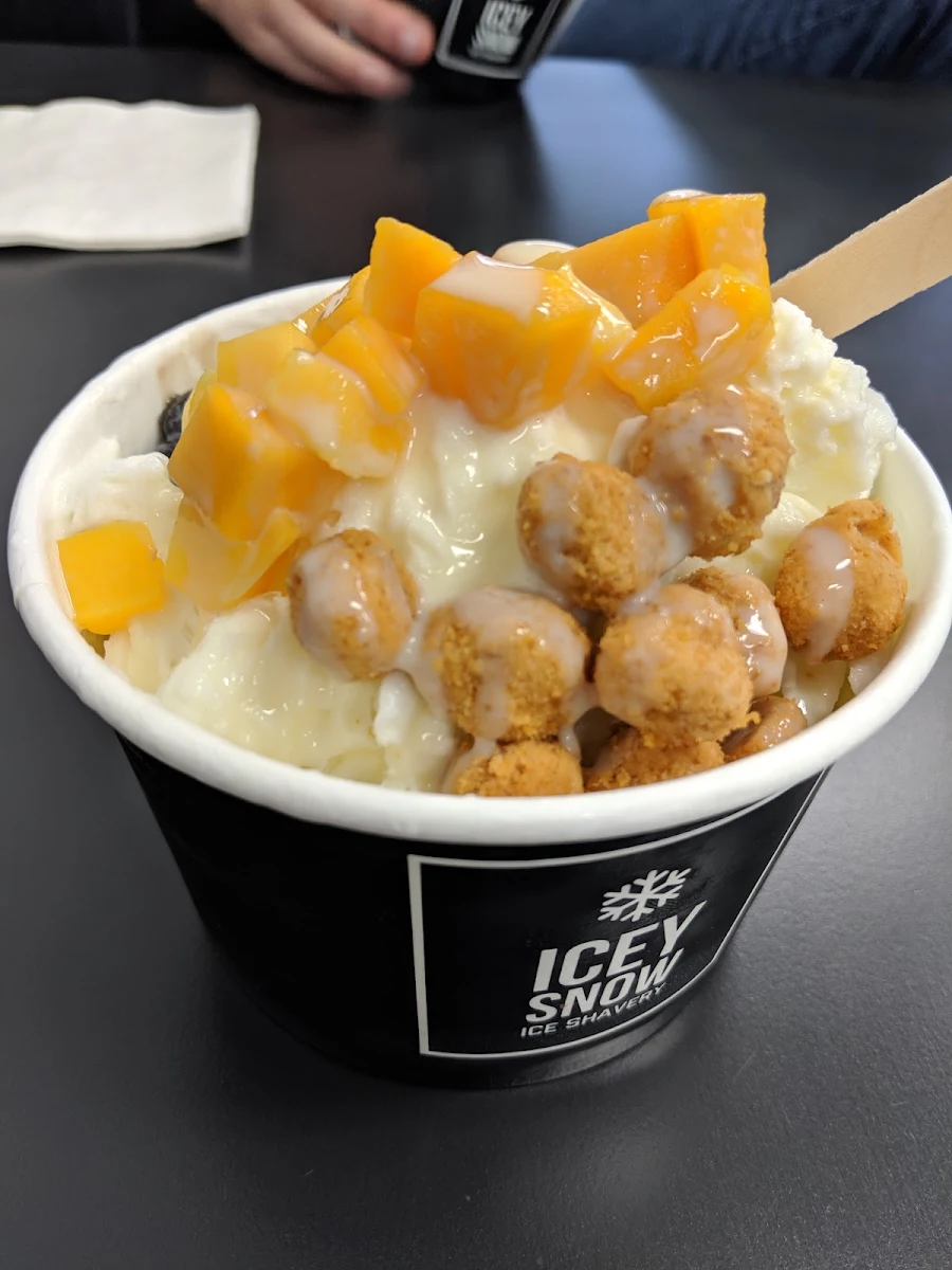 Coconut Snow Cheesecake Bites Fresh Mango Boba & Condensed Milk