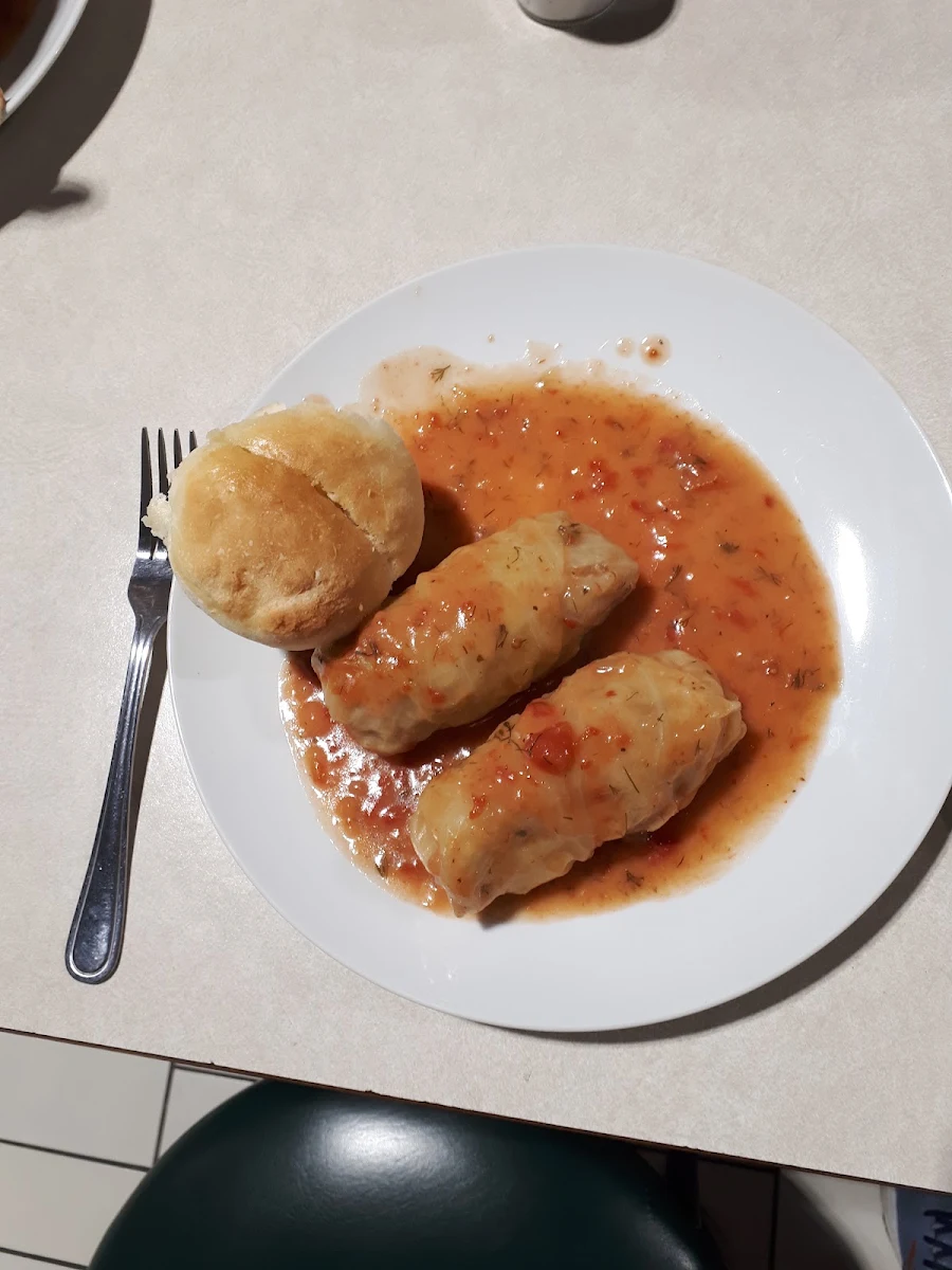 Cabbage Rolls and a Freshly Baked Bun