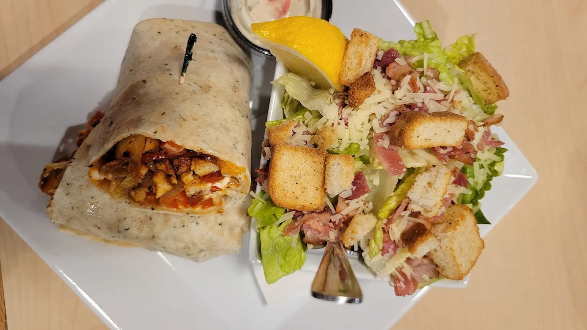 Chicken Wrap and Ceaser Salad