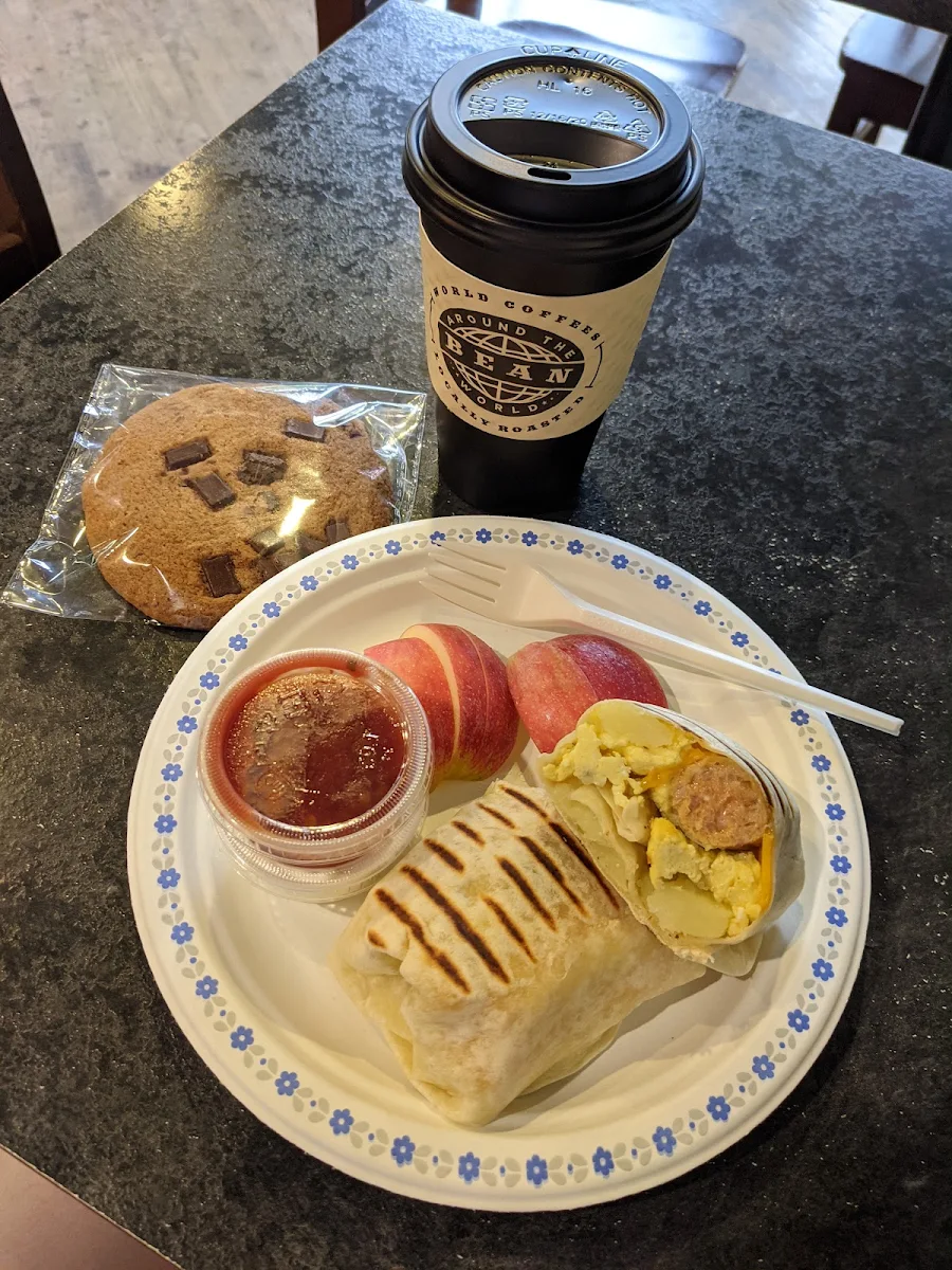 Sausage Wrap and Chocolate Chip Cookie