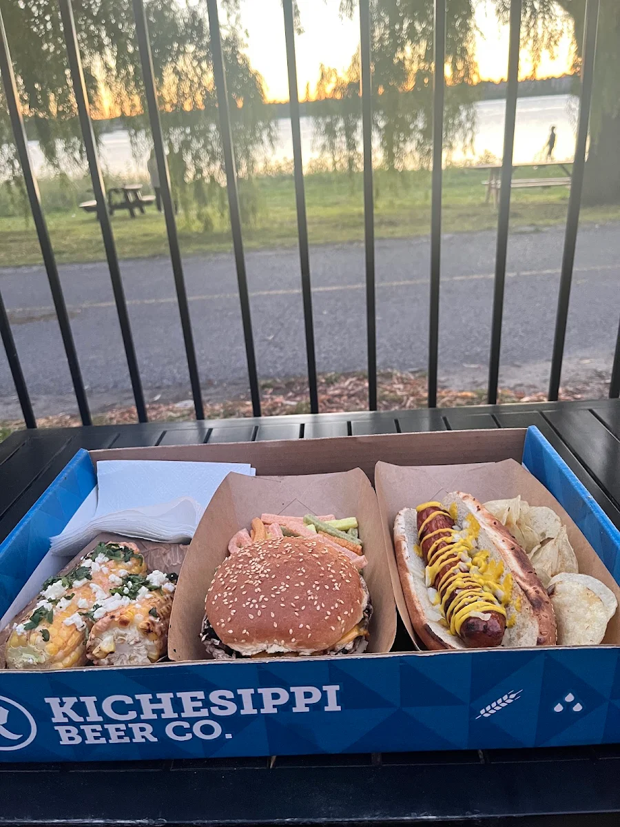 Mexican Street Corn Portobello Burger and Hungarian Sausage