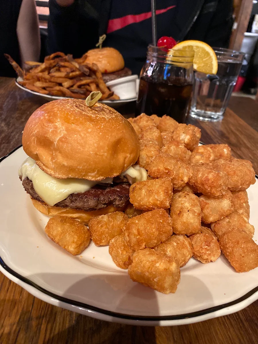 Swiss Burger and Tater Tots