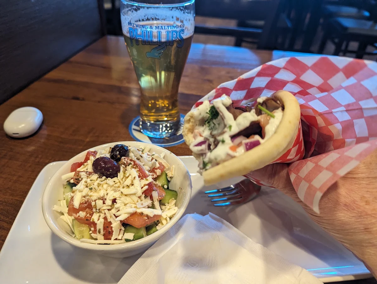 Greek Salad and Chicken Pita Wrap