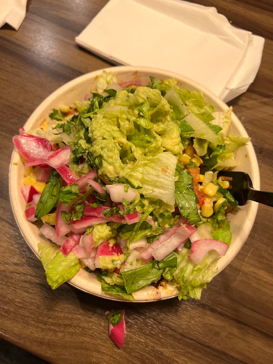 Brown Rice Bowl of Chili Chicken Burrito Deluxe