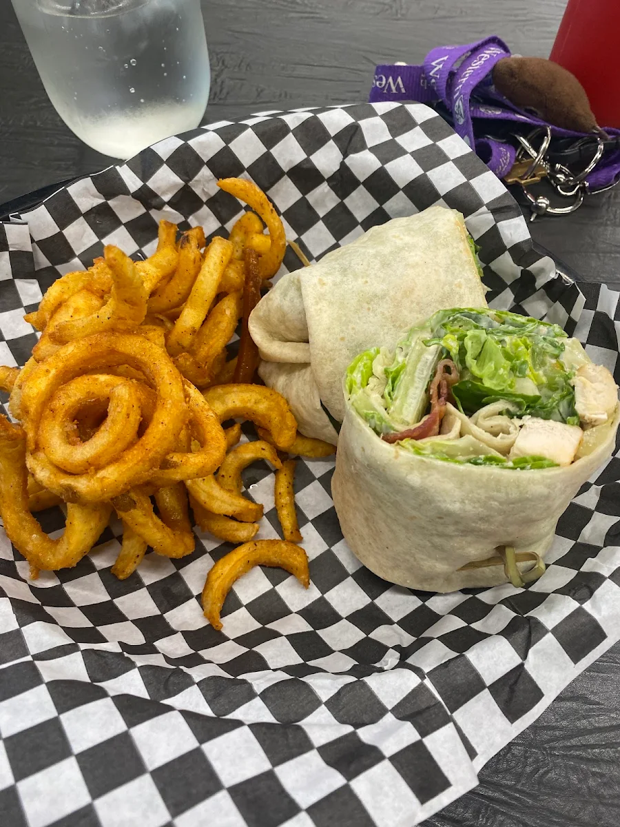 Chicken Cesar Wrap with Curly Fries