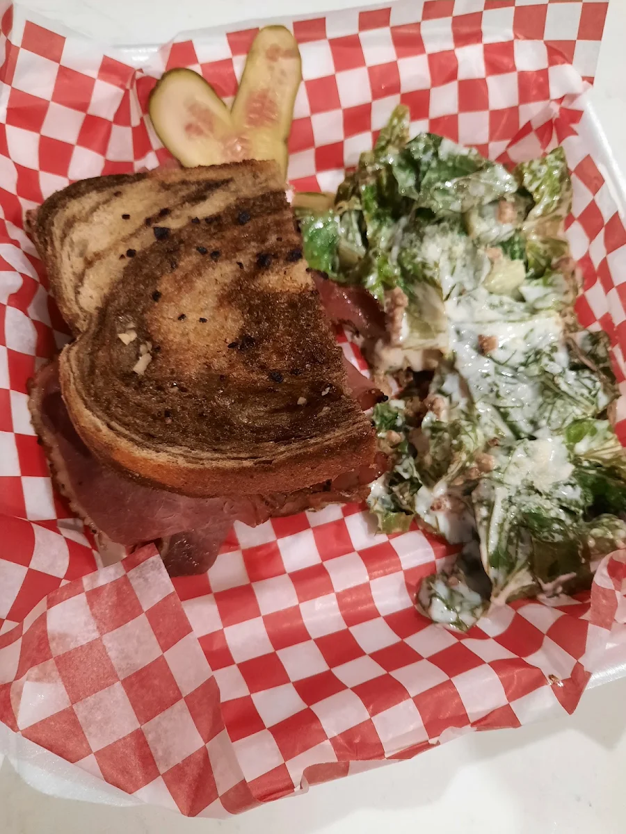 Smoked Meat on Rye & Caesar Salad