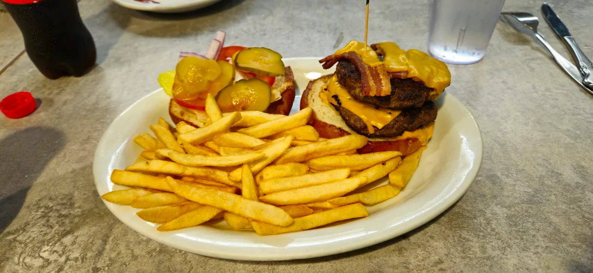 Burger and Fries with Cheese