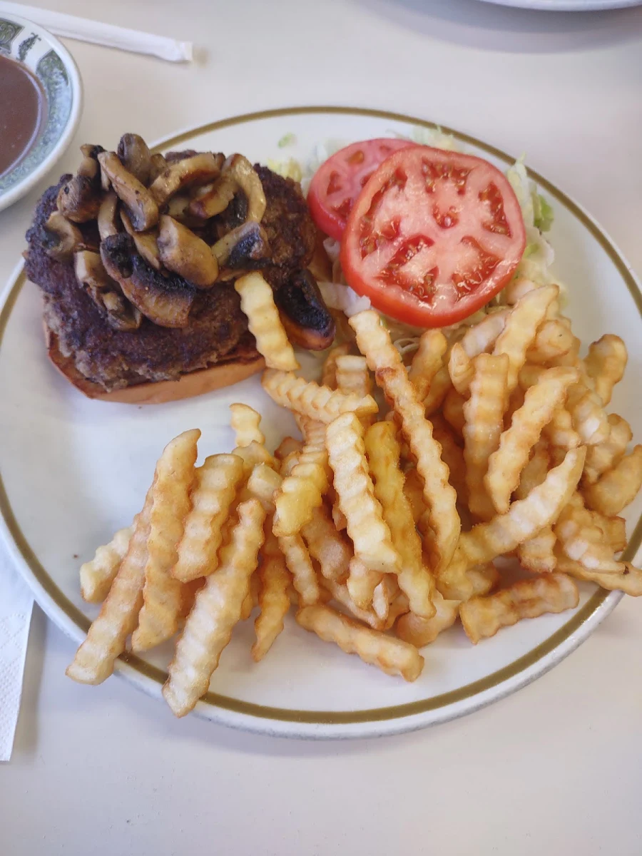 Mushroom Burger and Fries