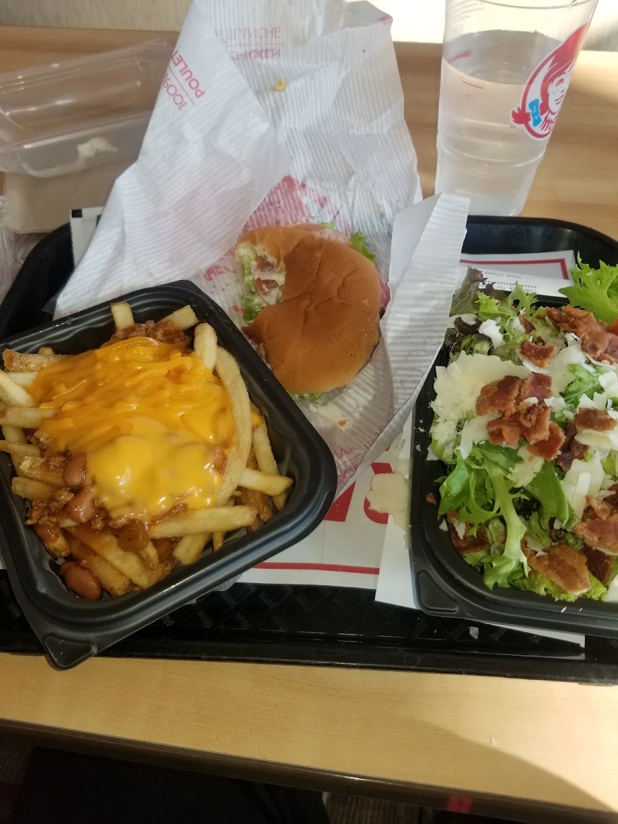 Chili Cheese Fries Dave's Single and Ceasar Salad Dressing 10 Bucks
