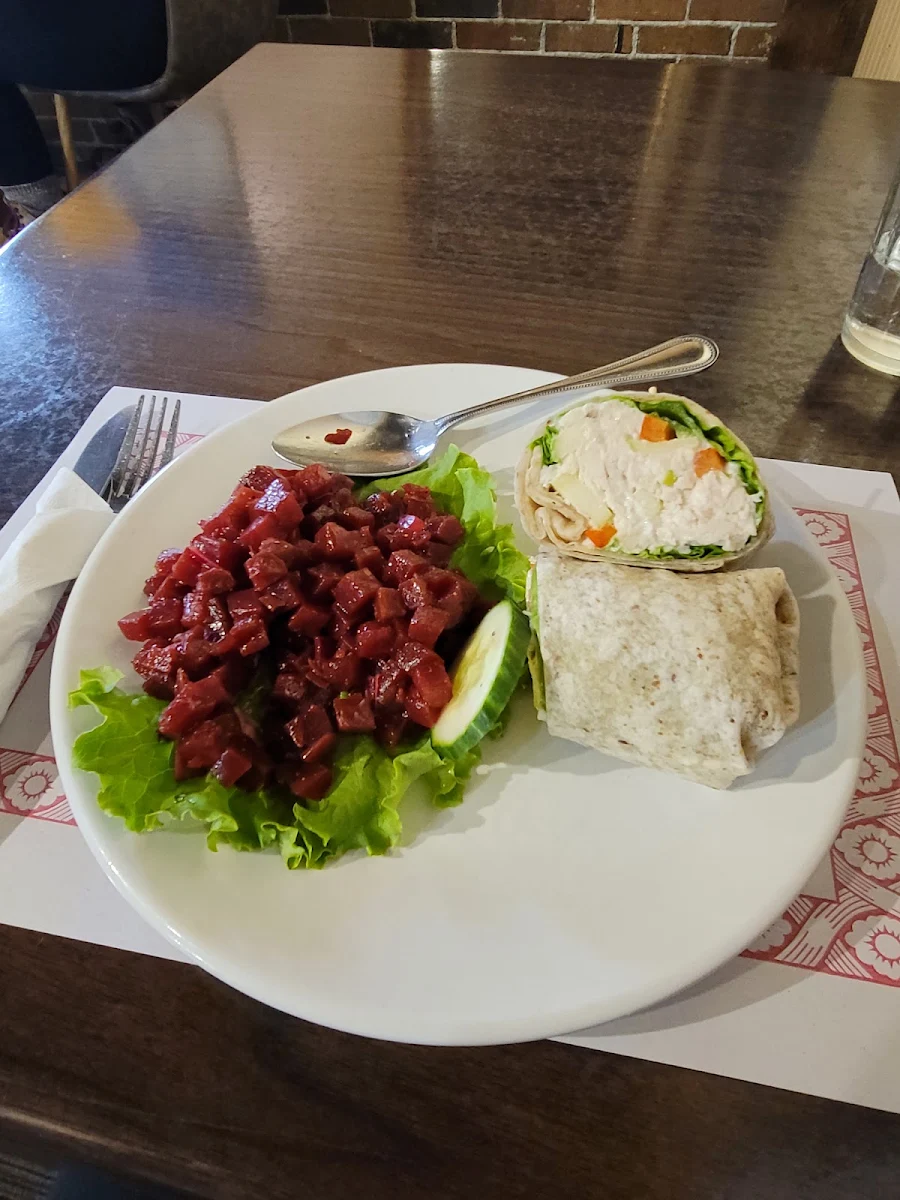 Chicken Wrap Apple and Walnut with Beet Salad