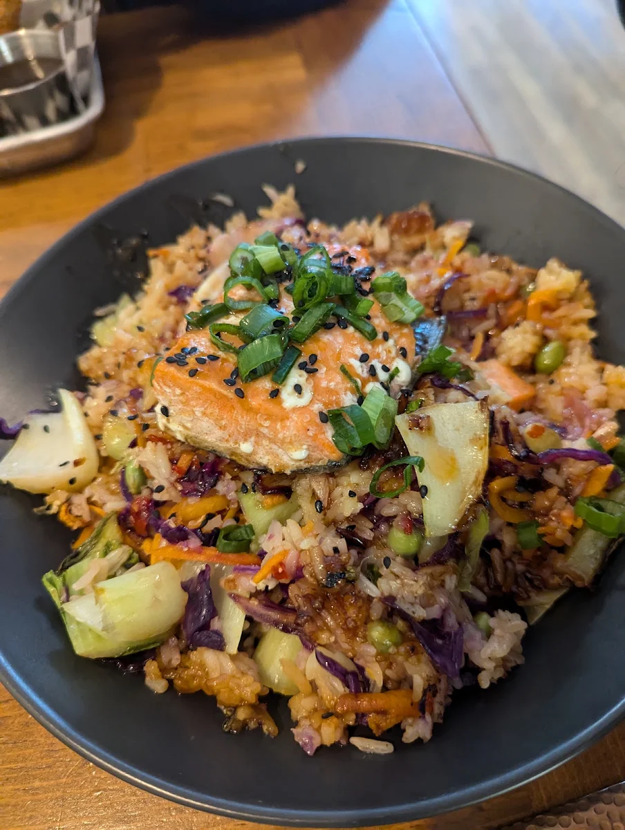 Soy Honey Salmon Rice Bowl GF