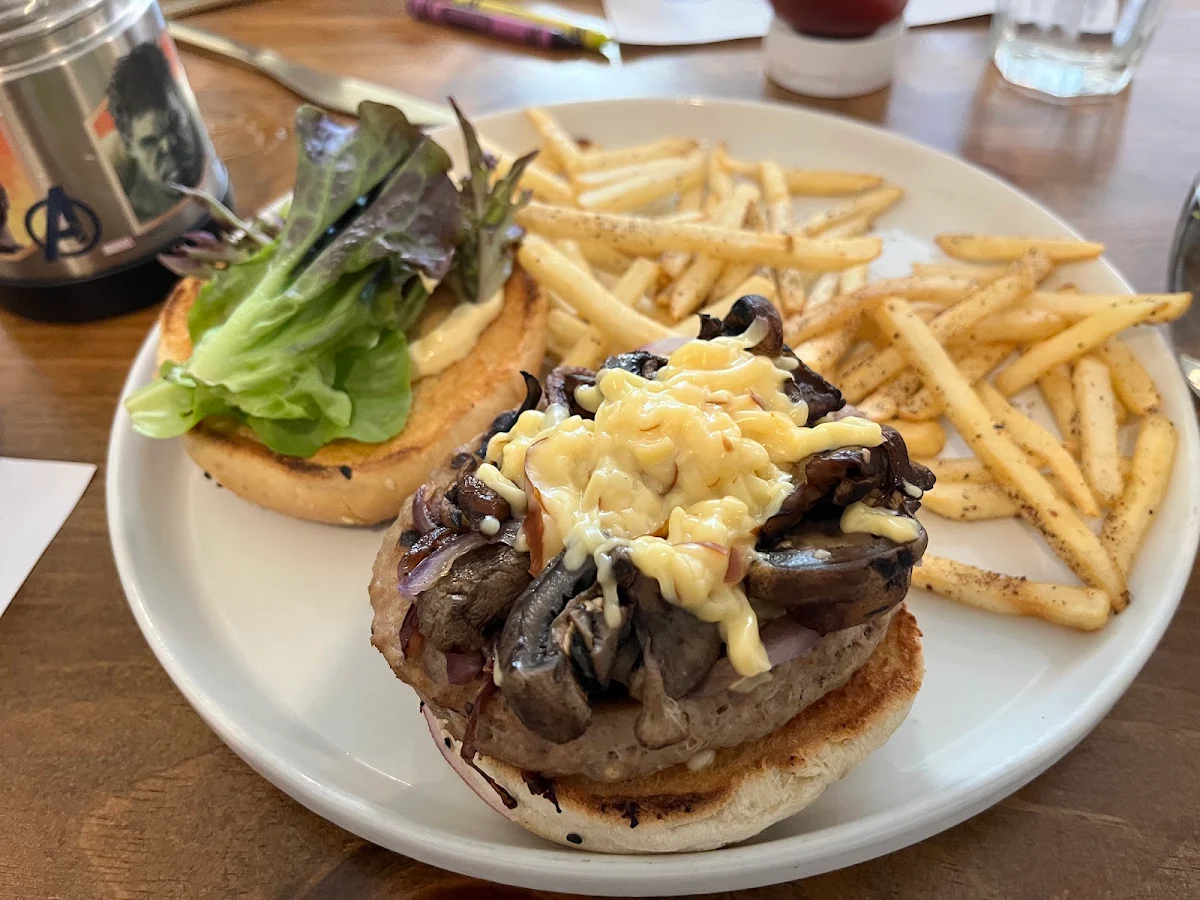 Turkey Mushroom Burger with Fries