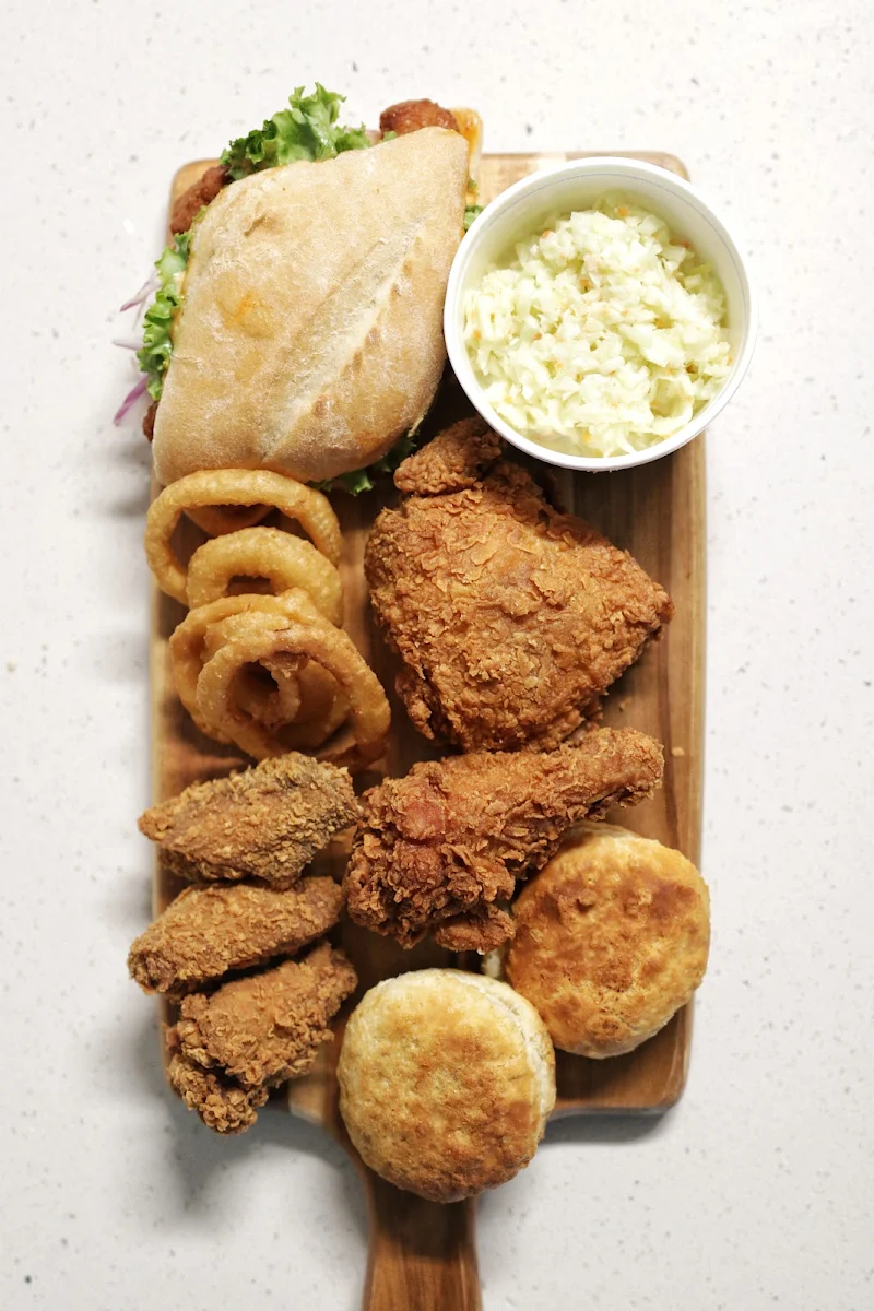 Popcorn Chicken Sandwich Coleslaw Chicken Leg & Thigh Biscuits Wings and Onion Rings
