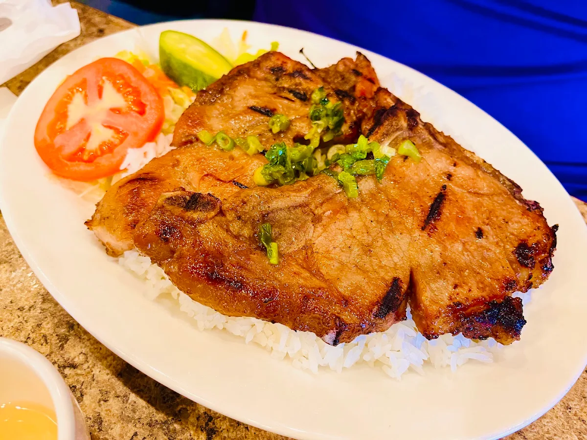 Lemongrass Chicken and Pork Chop on Rice