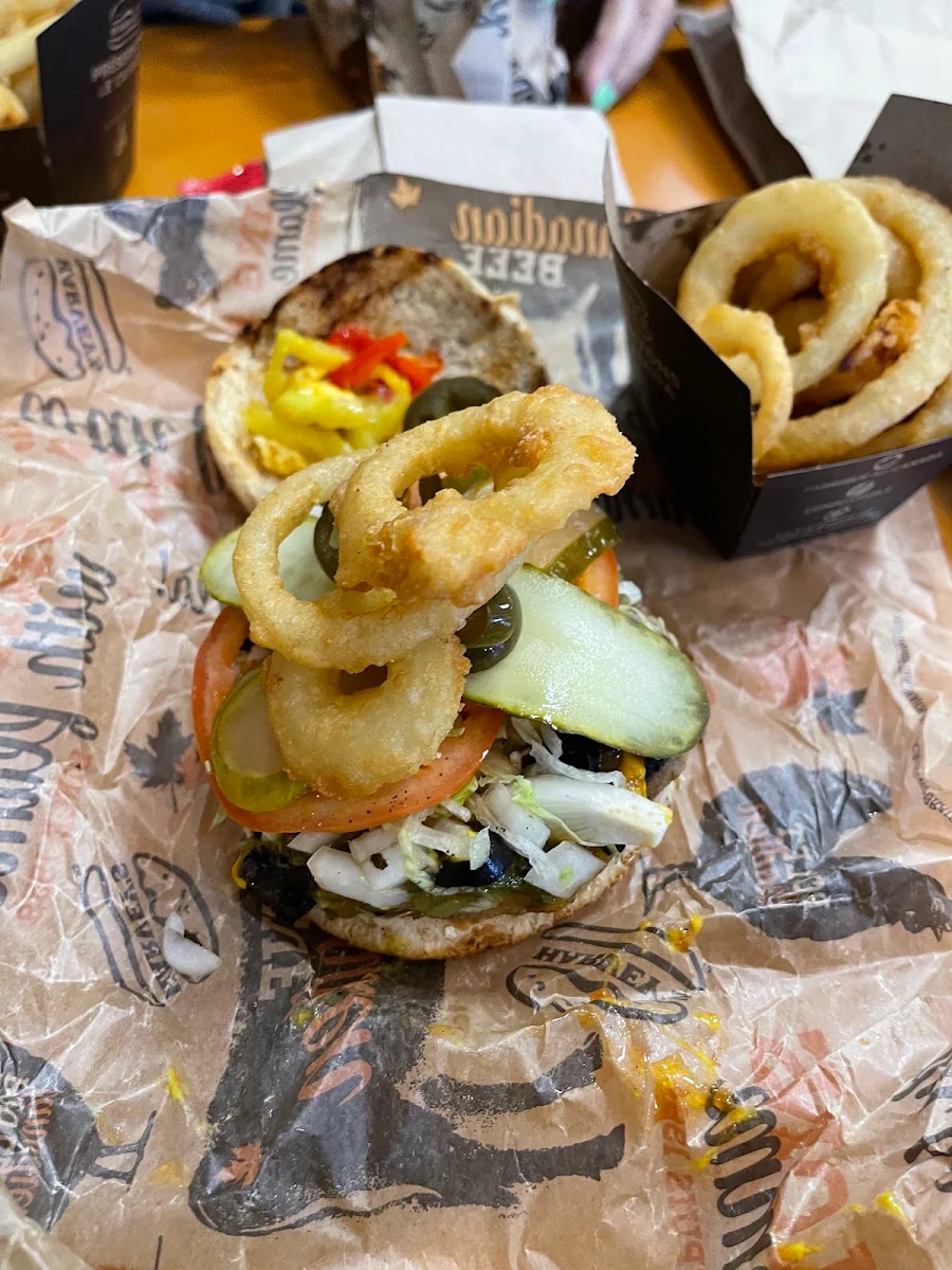 Vegan Burger with Onion Rings