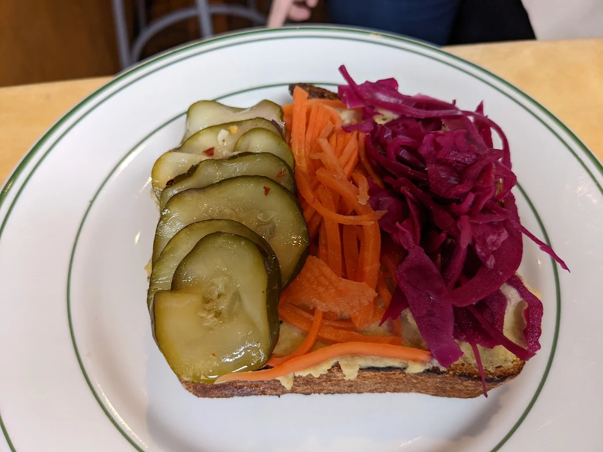 Pickles and Hummus on Toast