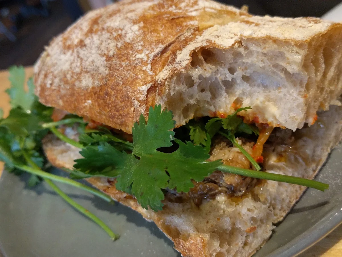 Pork Sandwiche with Kimchi and Home Made Bread