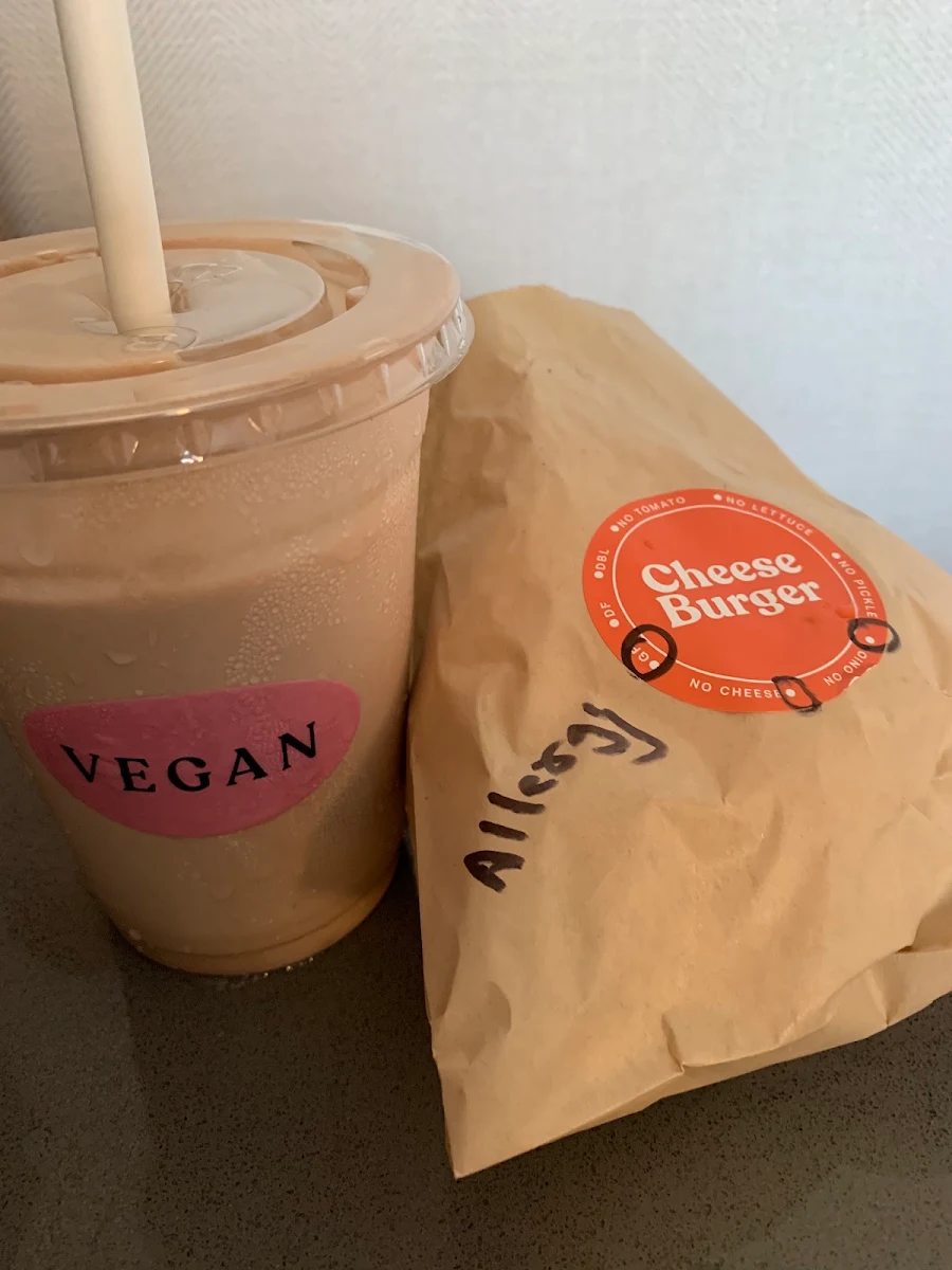 Gluten Free Dairy Free Burger with Dairy Free Chocolate Shake