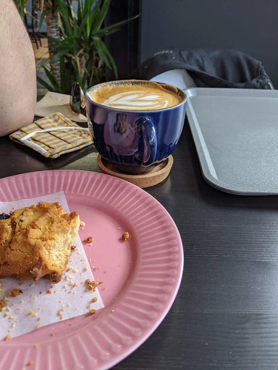 Blueberry Scone and Latte