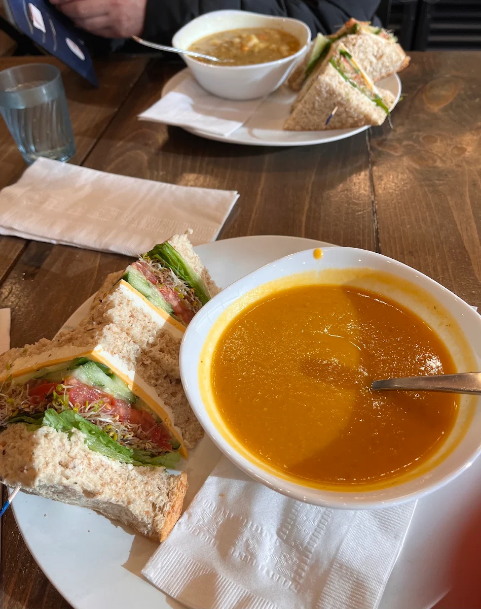 Egg Salad Sandwich and Butternut Squash Soup