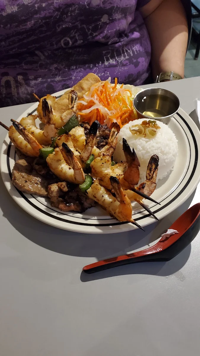 Soup Shrimp Brochette Chicken Rice Salad