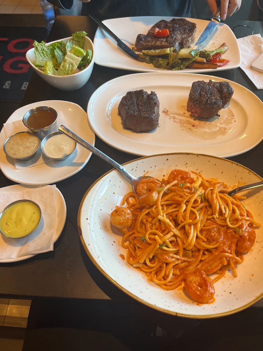 Double Filet Mignon with Seafood Pasta