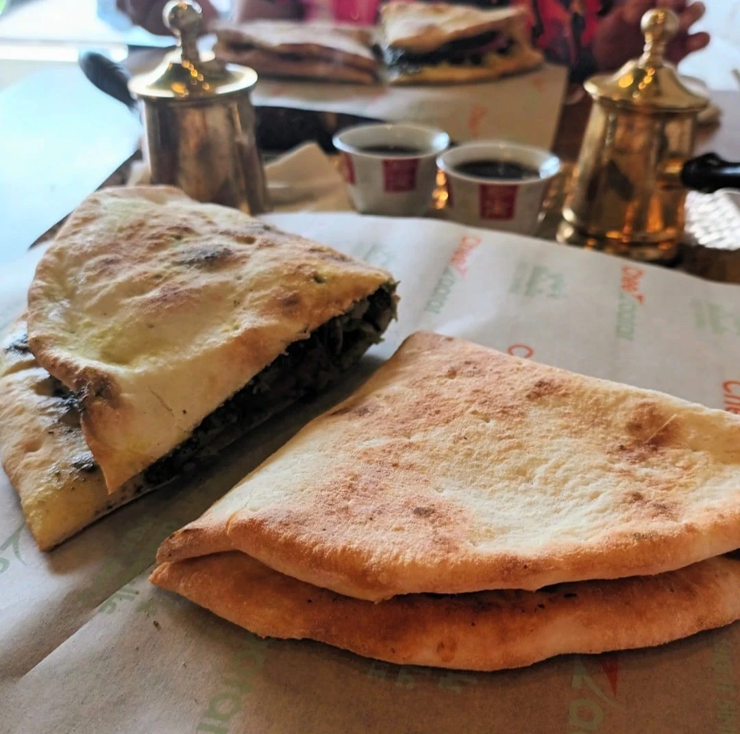 Manakish Beef and Cheese and Manakish Zaatar with Vegetables